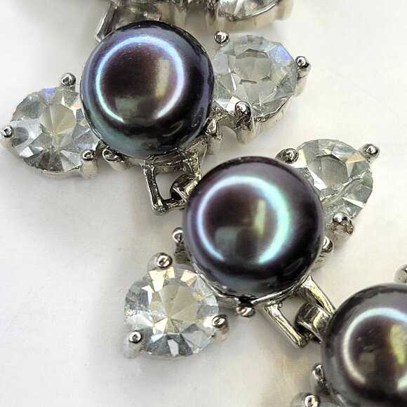 Stunning Black Pearls with Crystals Bracelet - One Of A Kind - Picture 11 of 13